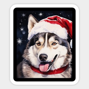 Christmas Siberian Husky Dog Sticker